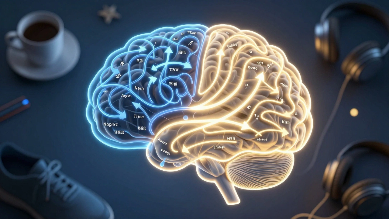 Neural network brain showing transition from translation to direct English thinking.