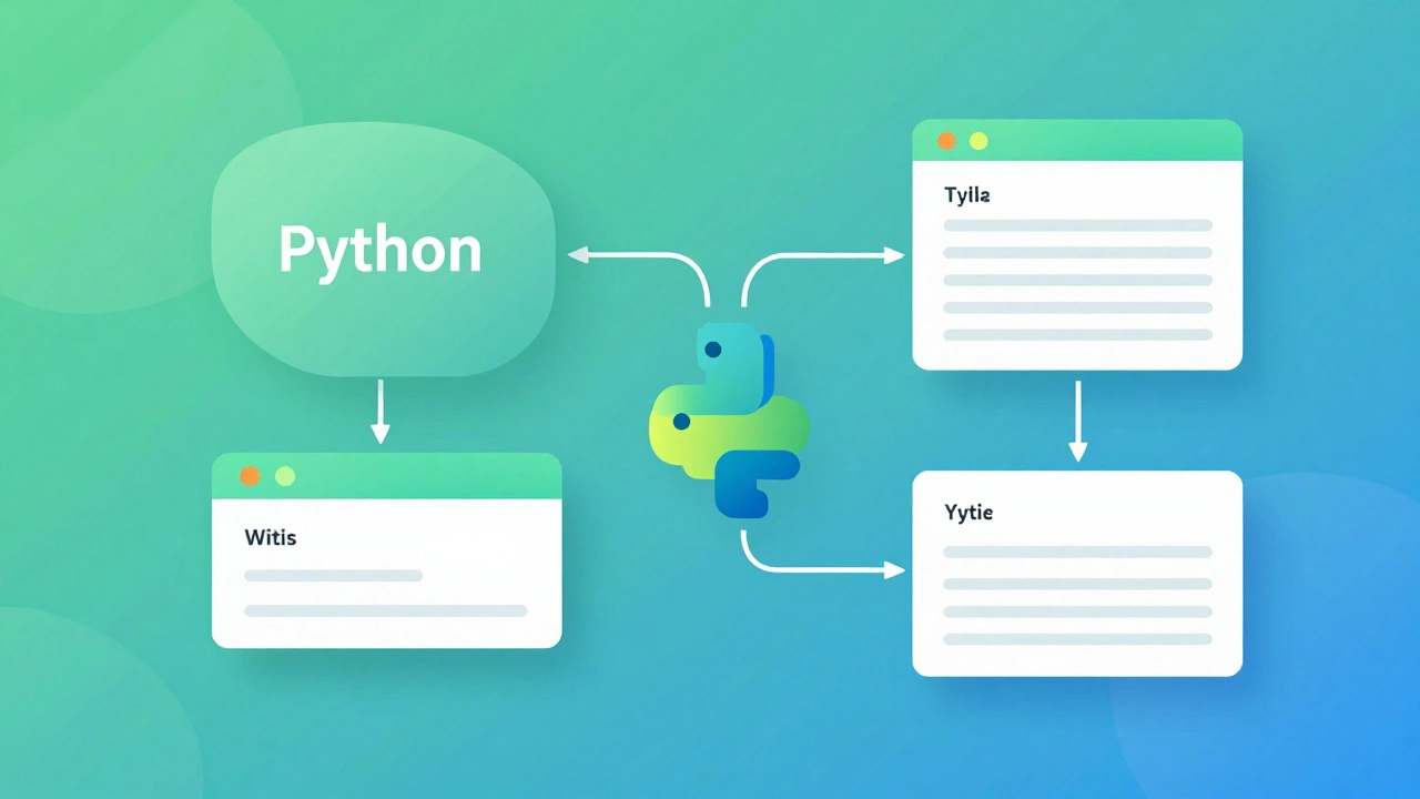 Abstract digital art showing Python code transforming into simple interfaces