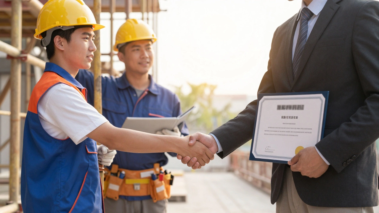Apprentice transitioning to professional role in vocational career path
