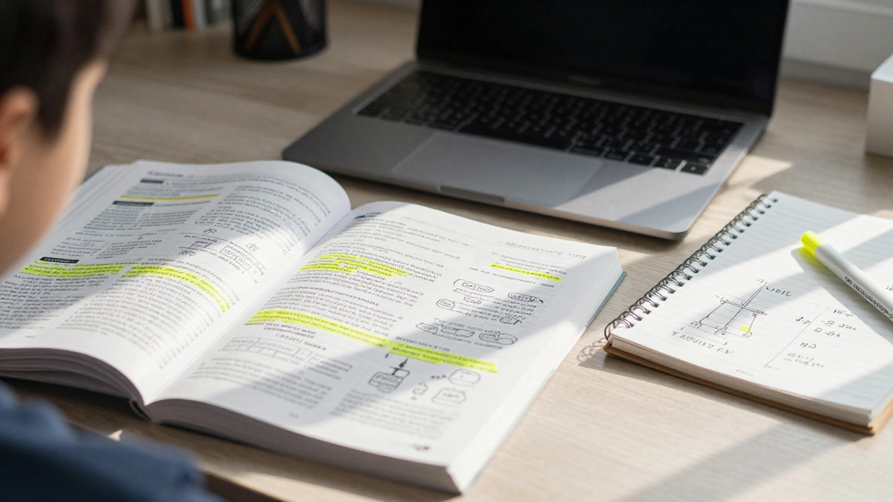 Student desk with open NCERT book and study notes