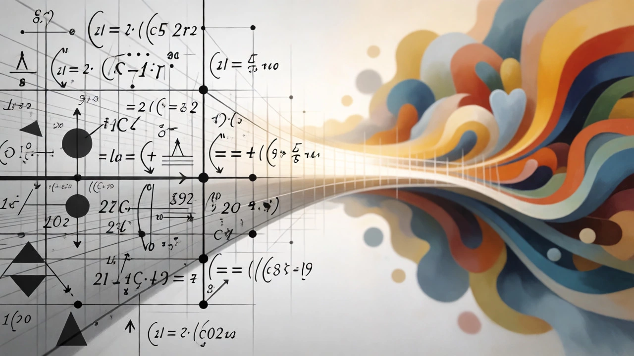 Abstract visualization contrasting rigid CBSE math structures with flexible American subject breadth.