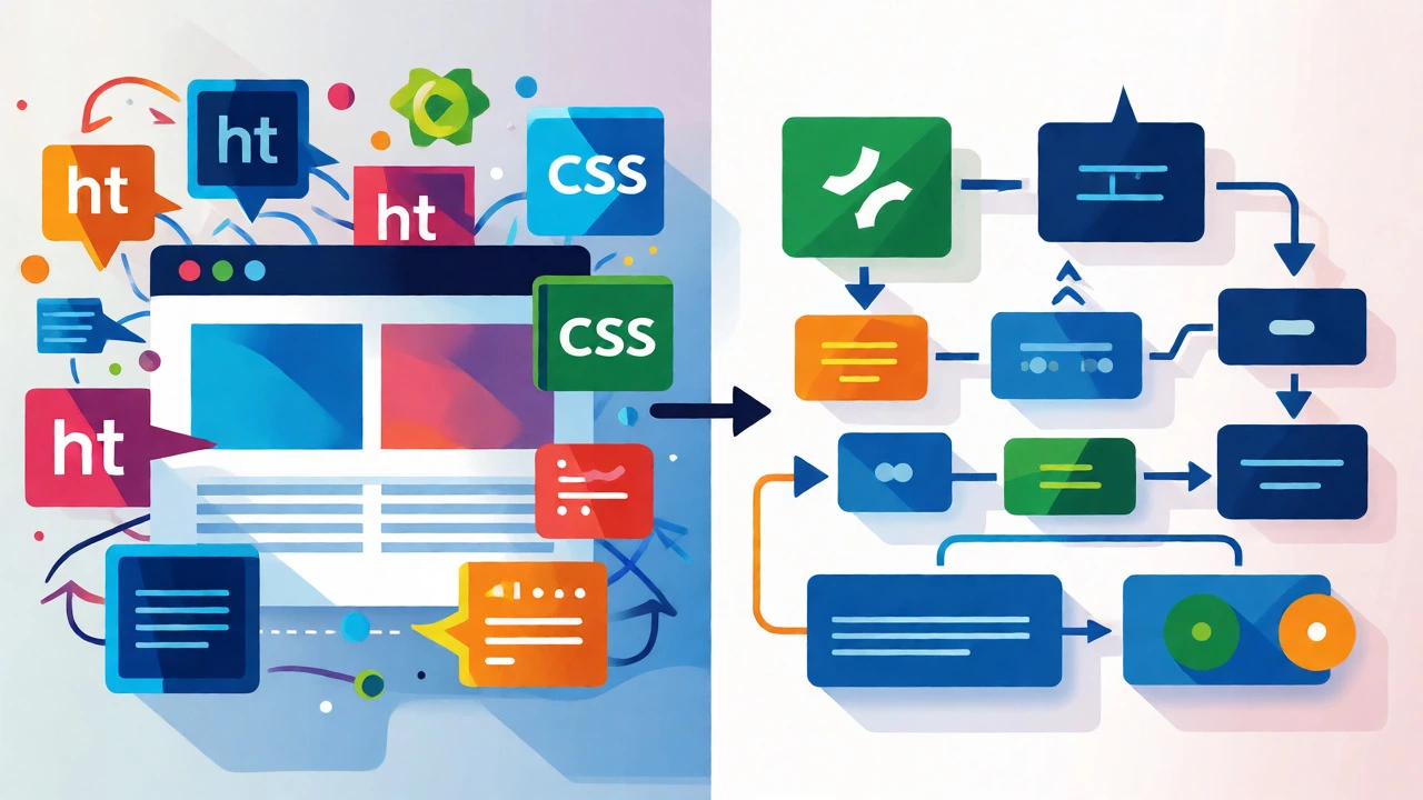 Illustration comparing HTML structure and Python logic
