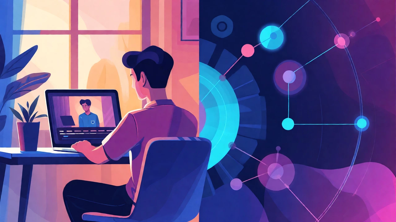 Student using online coaching platform at home