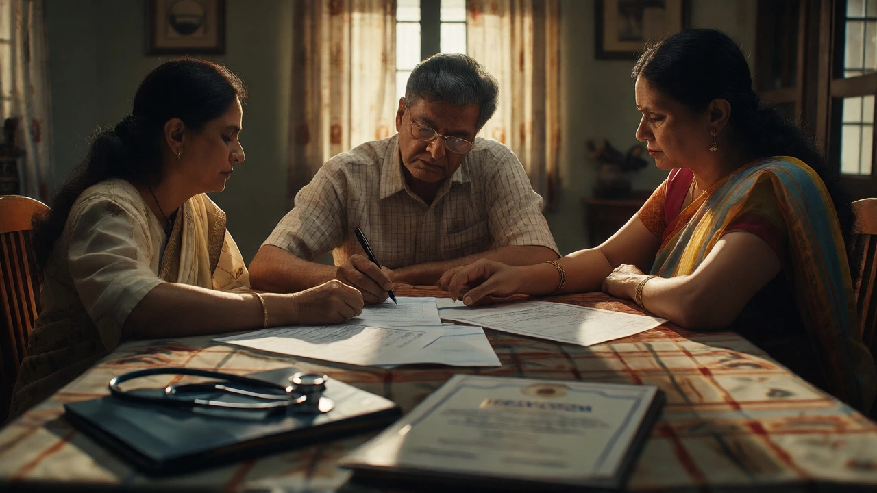 Family discussing medical education loans and finances